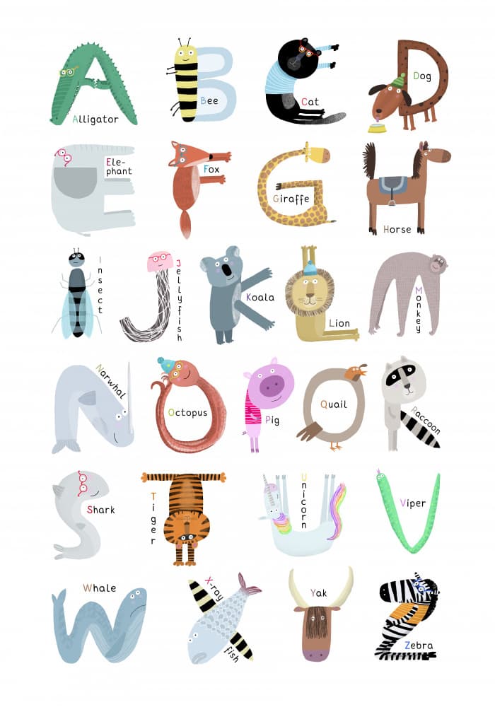 Whimsical Animal ABCs by Carla Daly — canvas wall art