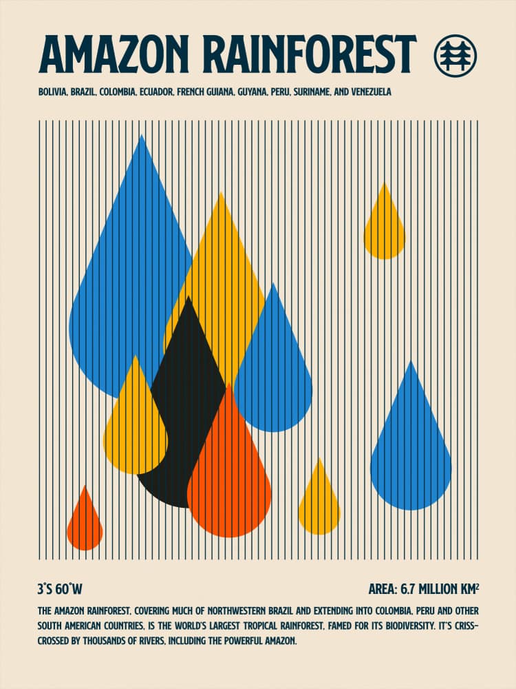 Amazon Rainforest Rain by Retrodrome — canvas wall art
