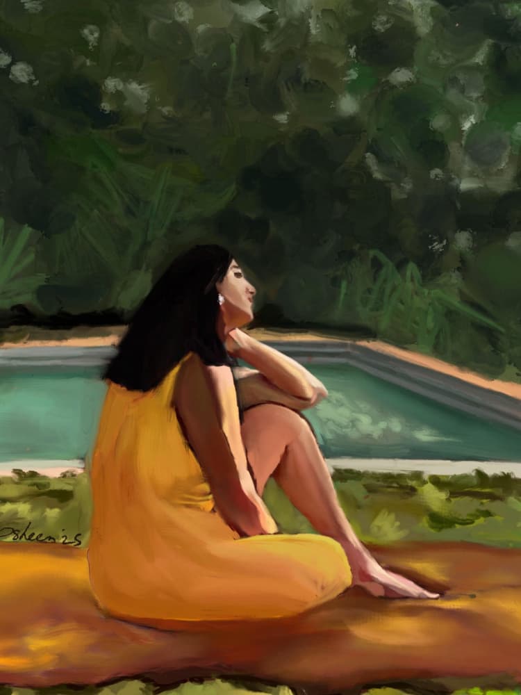 Yellow Dress Serenity by Osheensgallery — canvas wall art