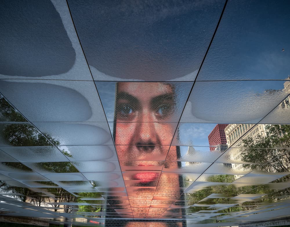 City Reflection Portrait by Shenshen Dou — canvas wall art