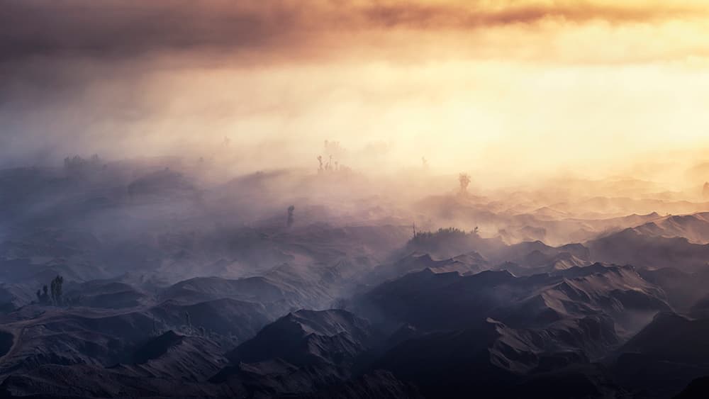 Misty Mountain Sunrise by Rudi Gunawan — canvas wall art