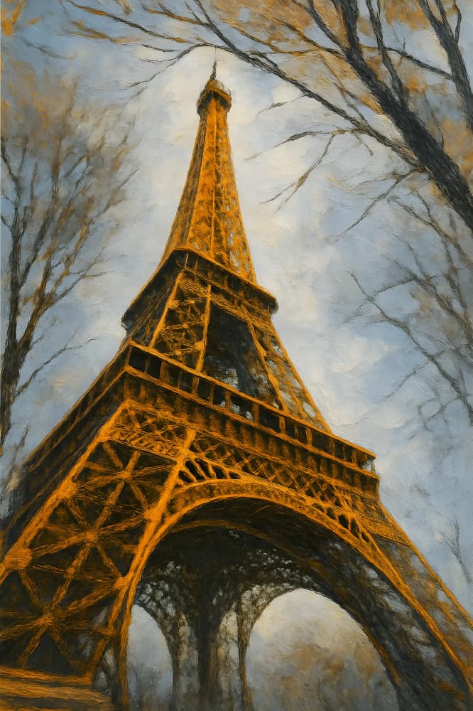 Golden Eiffel Tower by HUGO — canvas wall art