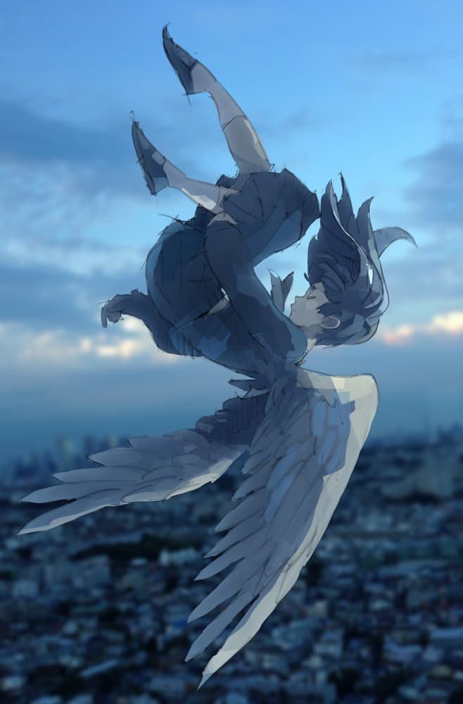 Winged Dreamer's Fall by pomodorosa — canvas wall art