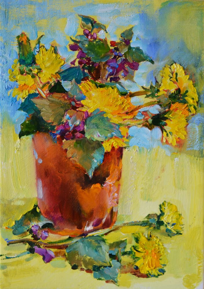 Dandelion Wildflower Bouquet by Andrii Kutsachenko — canvas wall art
