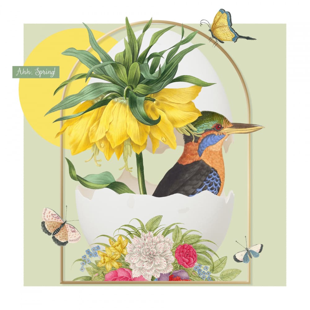 Kingfisher Spring Bloom by Marja van den Hurk — canvas wall art