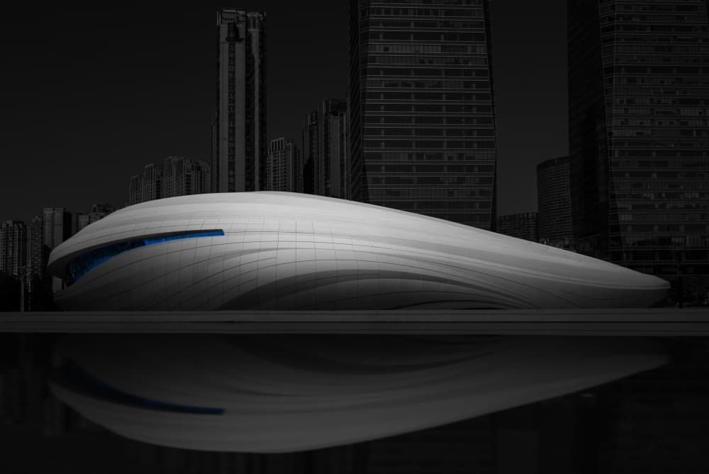 Futuristic City Reflection by Yujie Zhang — canvas wall art