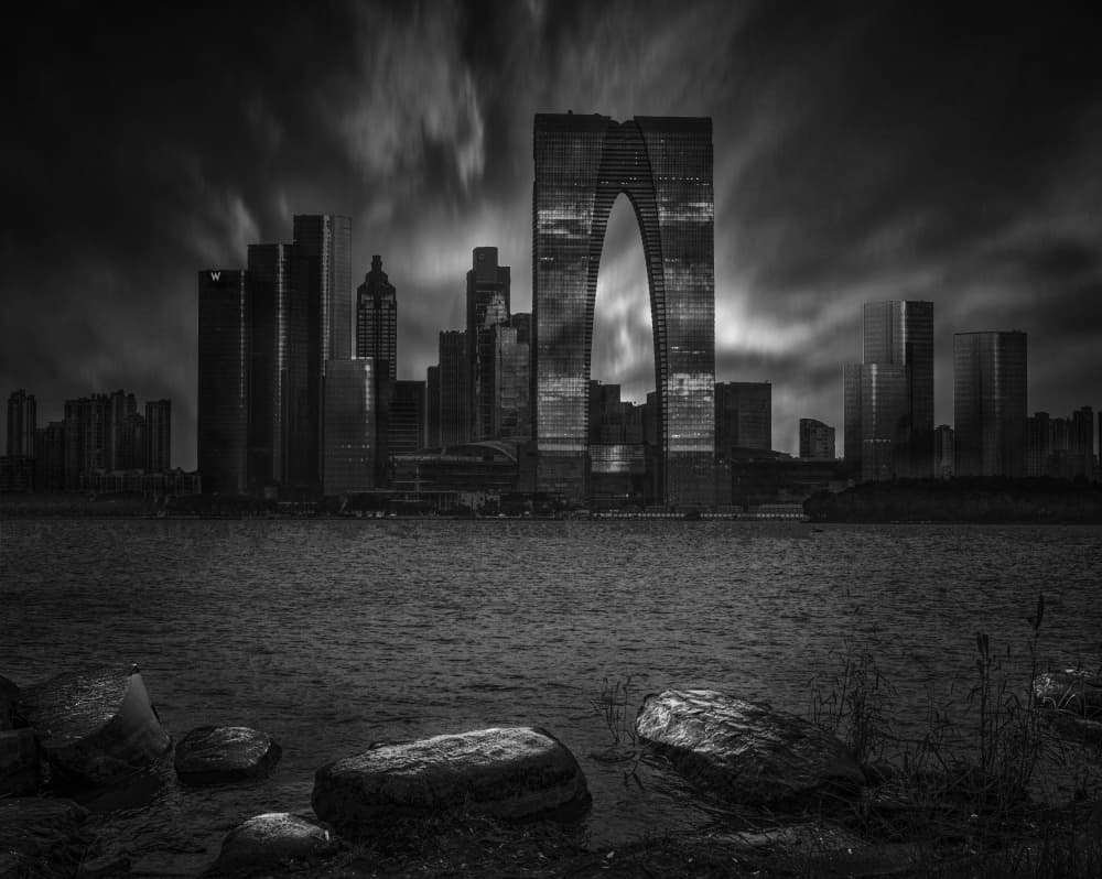 Dark City Archway by Jiahong Zeng — canvas wall art