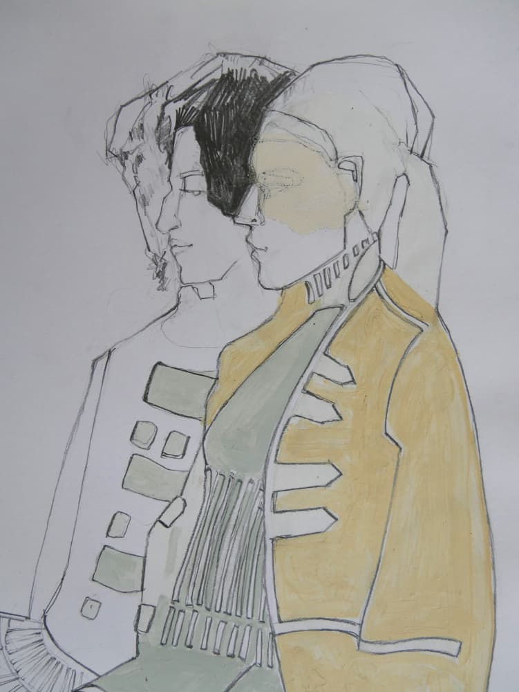 Overlapping Female Profiles by Doris Schmitz — canvas wall art