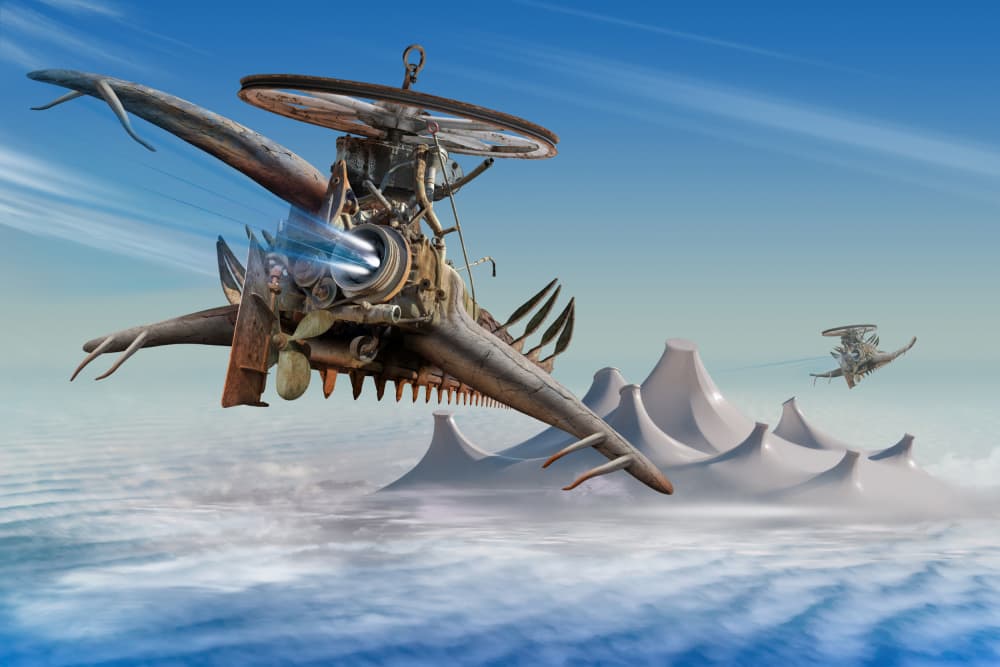 Steampunk Sky Voyagers by Radoslav Penchev — canvas wall art