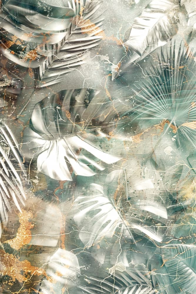 Metallic Tropical Foliage by Rafal Kulik — canvas wall art