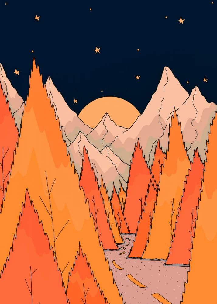 Autumn Night Mountain Road by Stephen Wade — canvas wall art