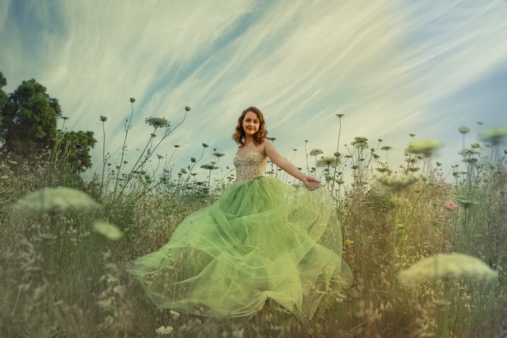 Ethereal Green Dress by Sharon Levy — canvas wall art