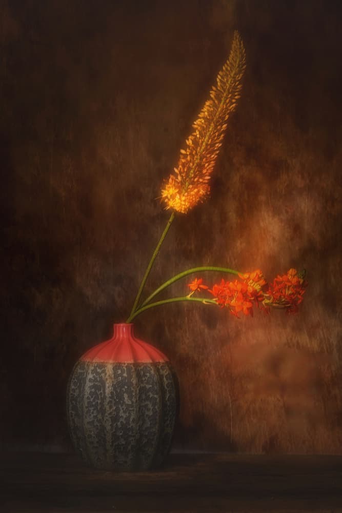 Warm Toned Floral Still Life by Saskia Dingemans — canvas wall art