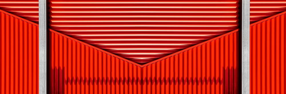 Vibrant Red Geometric Lines by Markus Auerbach — canvas wall art