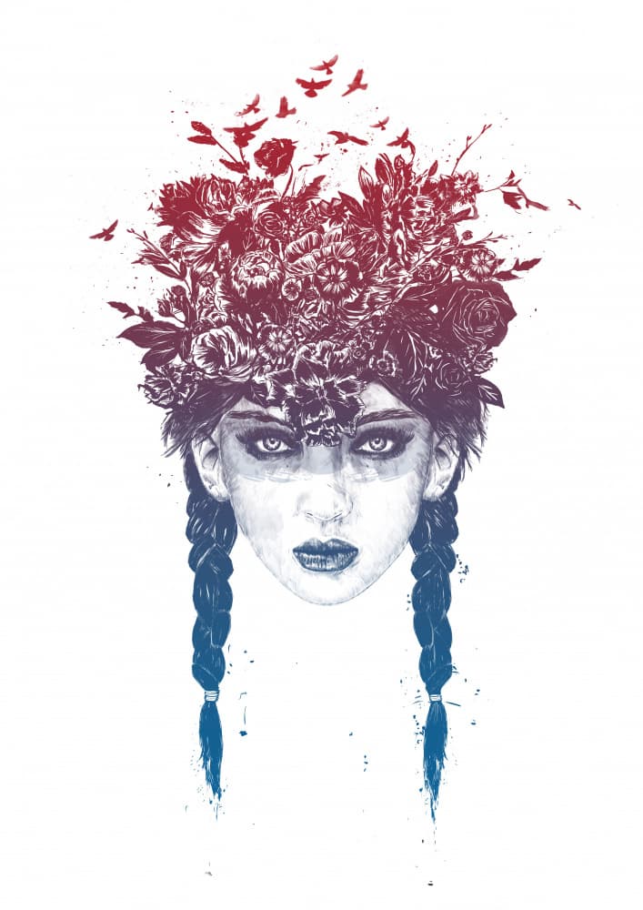 Flower Crown Warrior by Balazs Solti — canvas wall art
