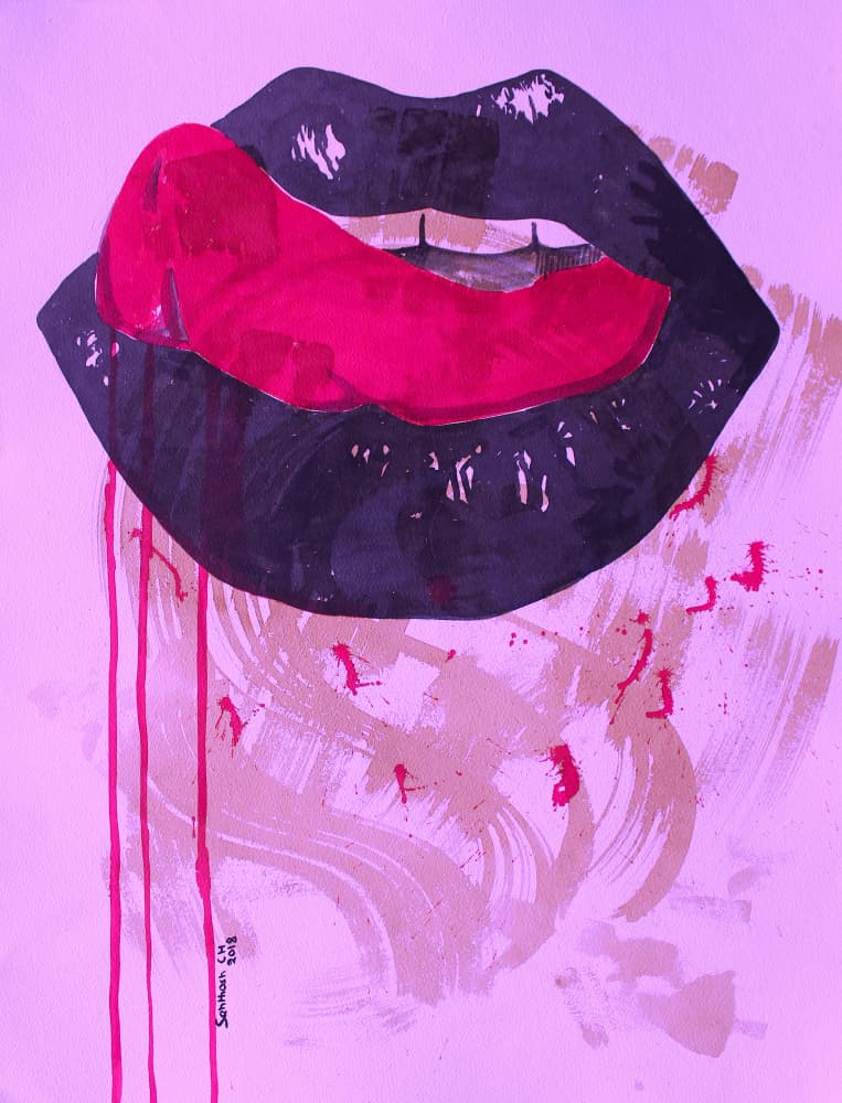 Sensual Licking Lips by Santhosh ch — canvas wall art