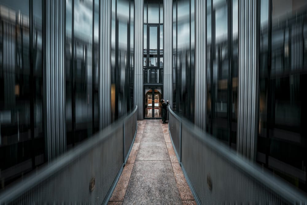 Sleek Architectural Pathway by Tomoshi Hara — canvas wall art