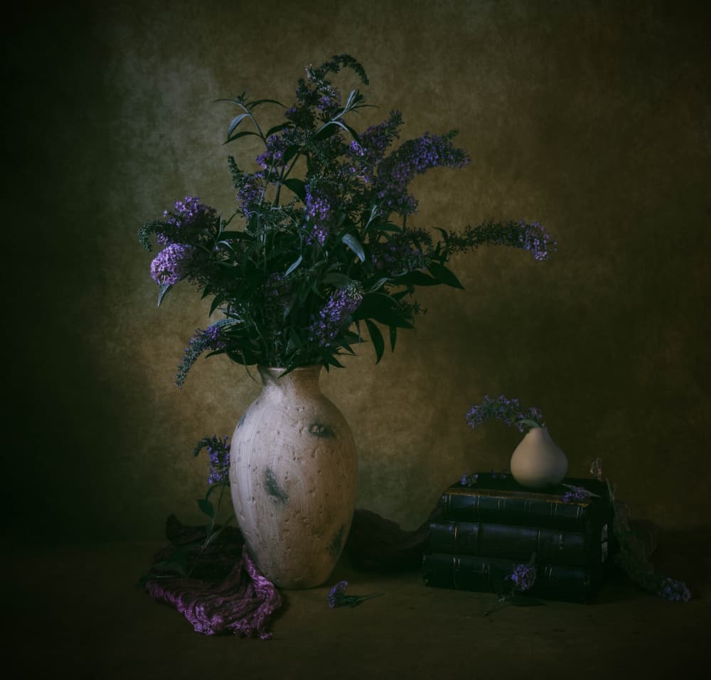 Moody Floral Still Life by May G — canvas wall art