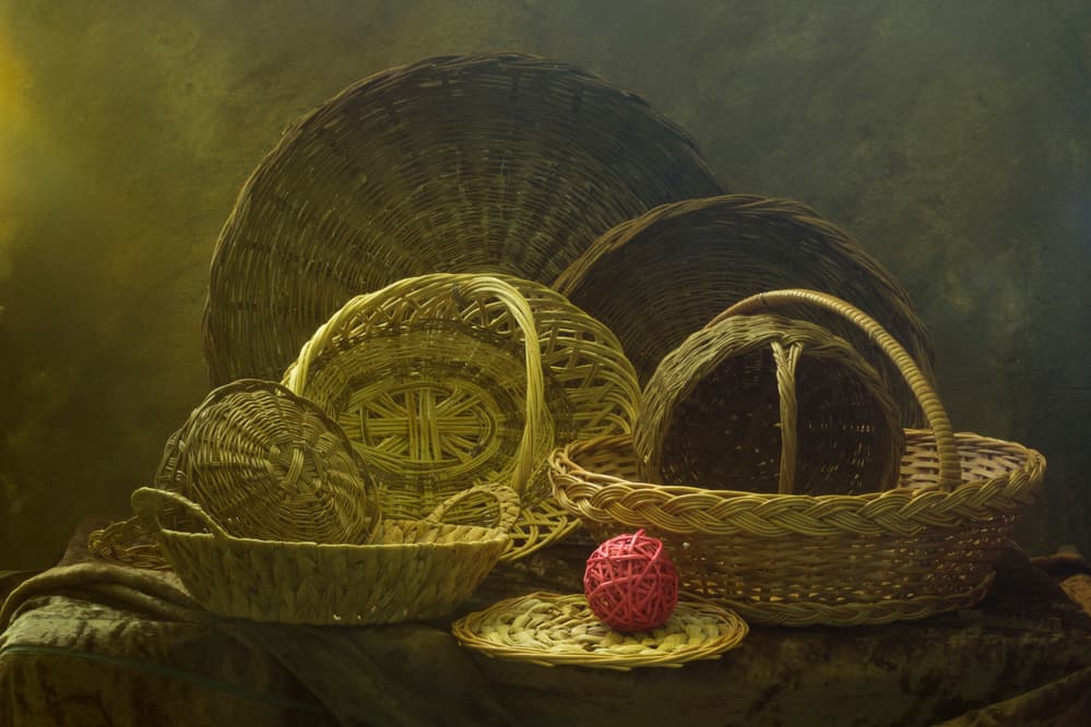 Rustic Woven Baskets Still Life by UstinaGreen — canvas wall art