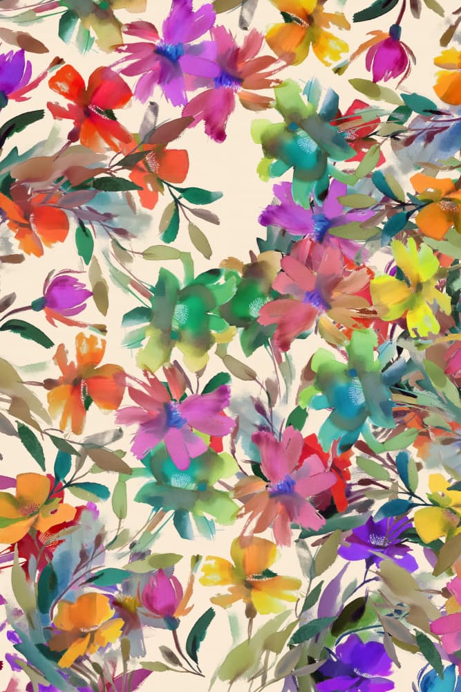 Cheerful Watercolor Blooms by casa cartissi — canvas wall art