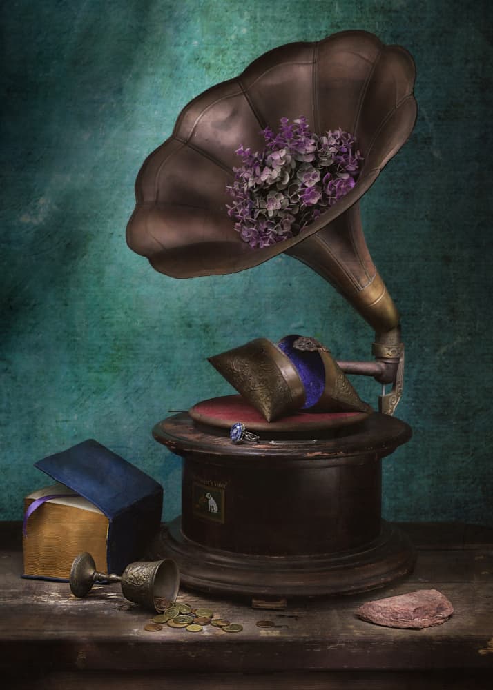 Moody Vintage Gramophone by Vadim Kulinsky — canvas wall art