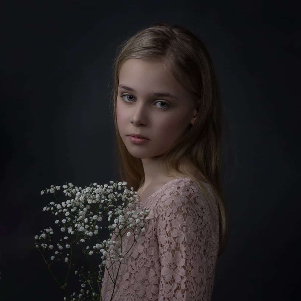 Delicate Girl And Flowers by Carine Belzon — canvas wall art