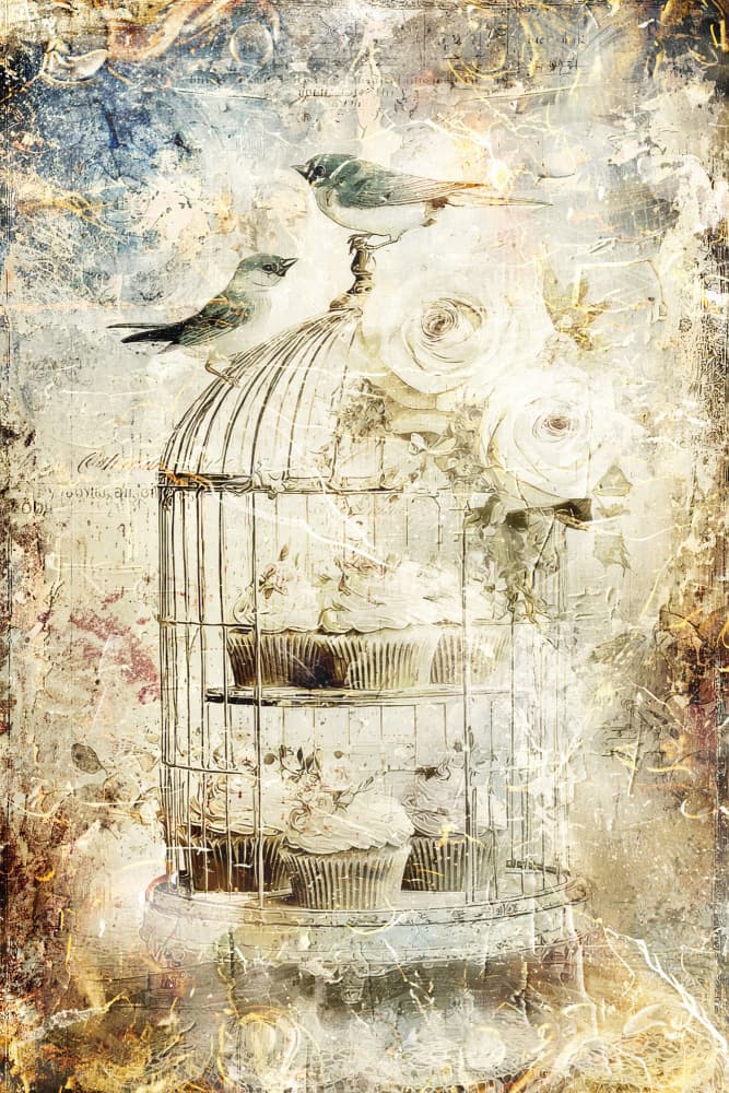 Whimsical Birdcage Romance by Rafal Kulik — canvas wall art