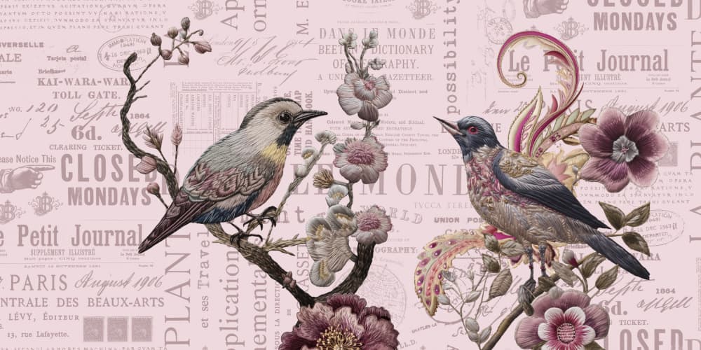 Romantic Birds and Blossoms by Andrea Haase — canvas wall art