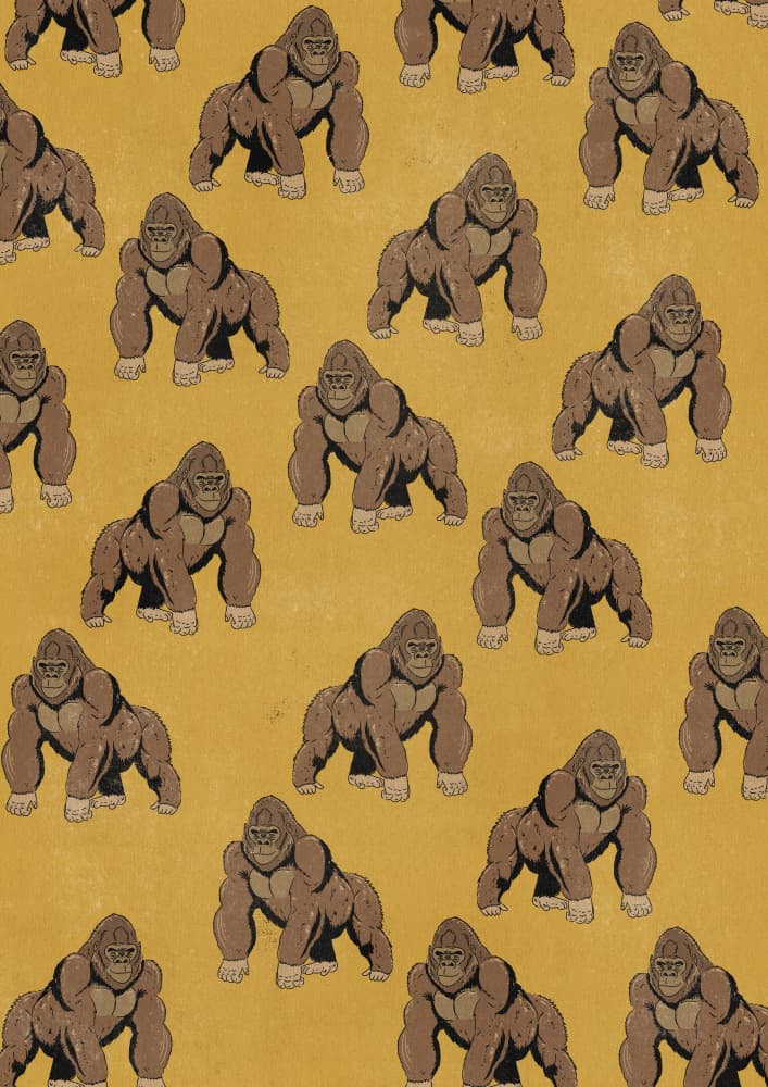 Golden Gorilla Pattern by Nicholas — canvas wall art