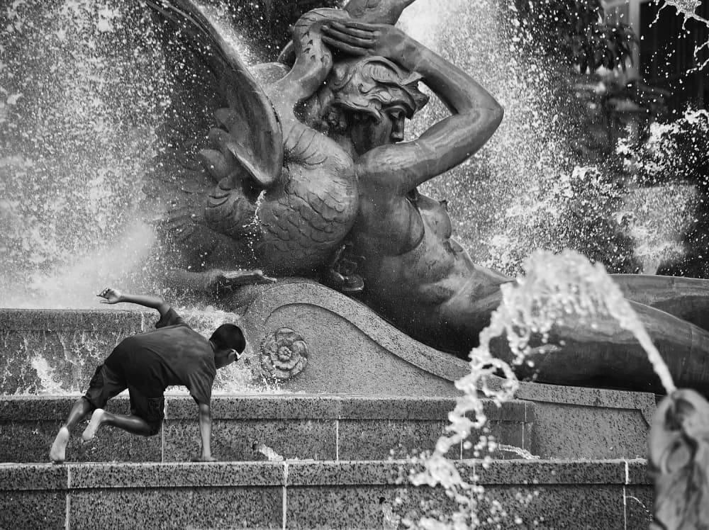 Summer Fountain Play by Jane Lyons — canvas wall art
