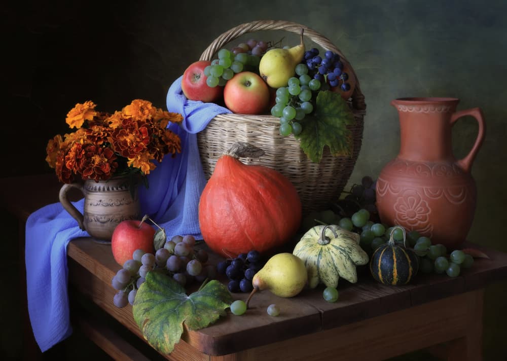 Rustic Harvest Table by Tatyana Skorokhod — canvas wall art