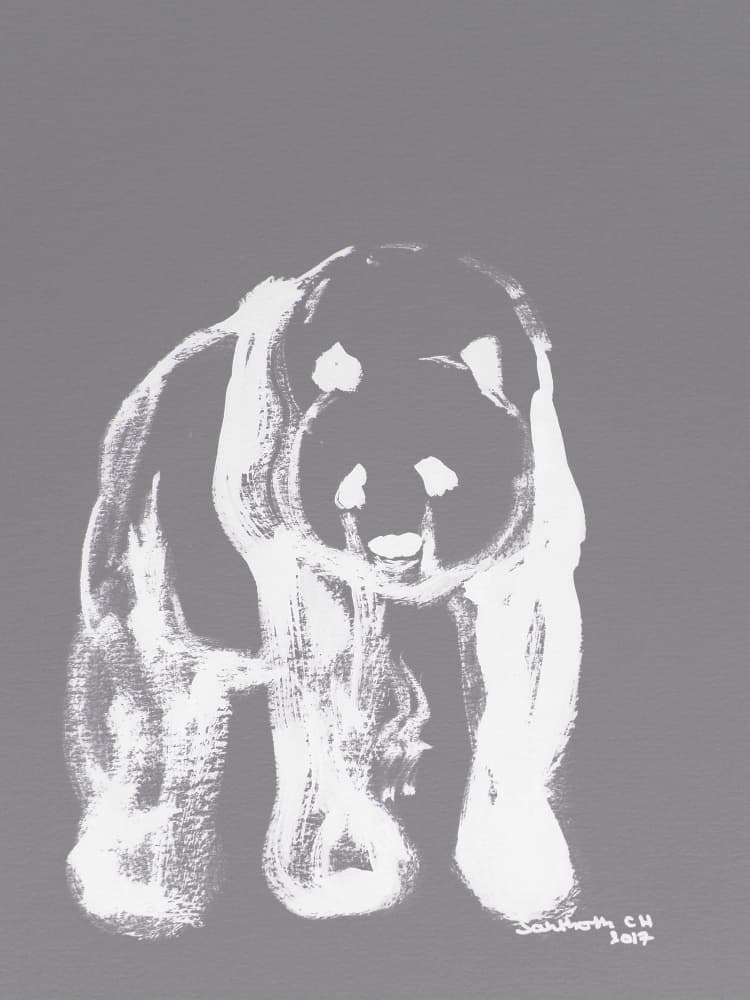 White Brushstroke Panda by Santhosh ch — canvas wall art