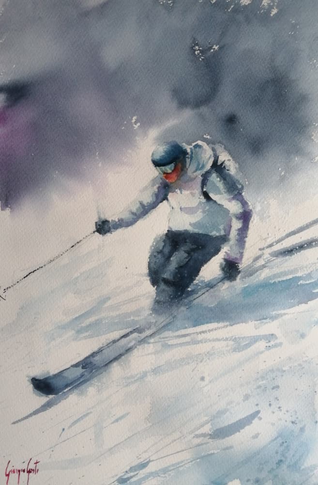 Mountain Skier Painting by Giorgio Gosti — canvas wall art