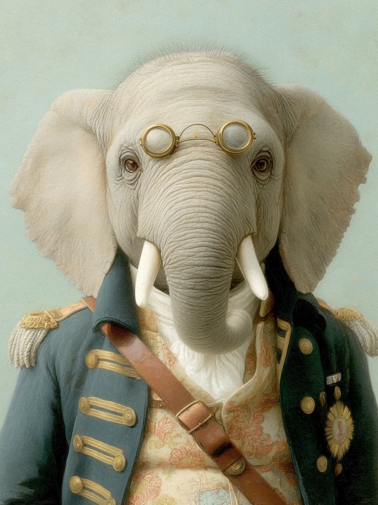 Naval Officer Elephant by Andreas Magnusson — canvas wall art