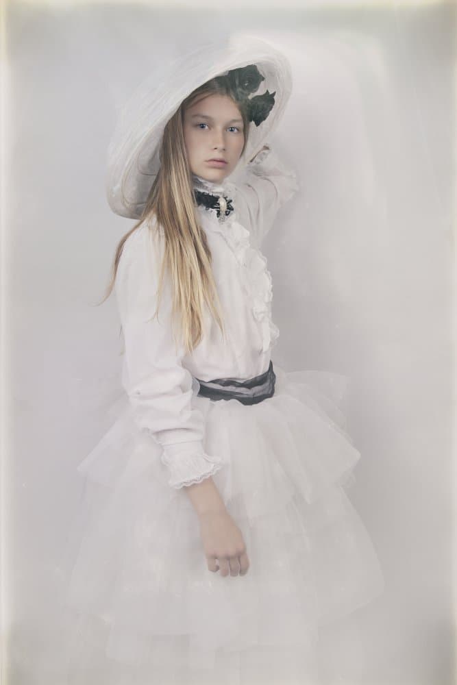Elegant Girl White Hat by Carola Kayen-Mouthaan — canvas wall art