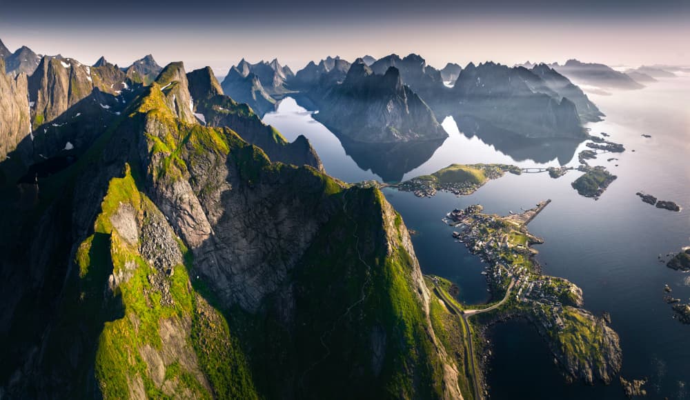 Lofoten Mountain Majesty by Karol Nienartowicz — canvas wall art