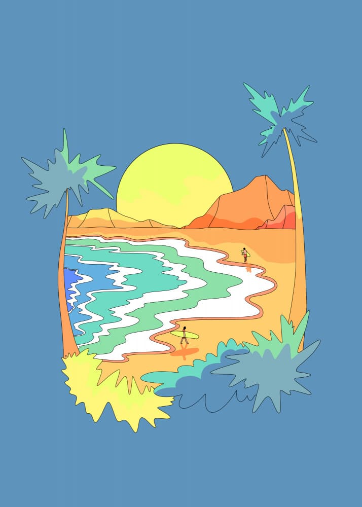 Tropical Beach Sunset by Stephen Wade — canvas wall art