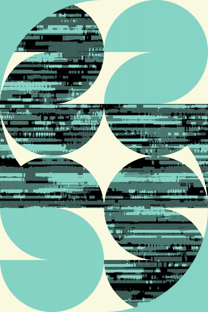 Teal Glitch Geometry by Petr Strnad — canvas wall art