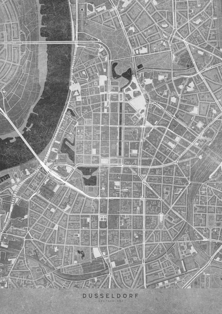 Historic Dusseldorf City Plan by Rosana Laiz Blursbyai — canvas wall art