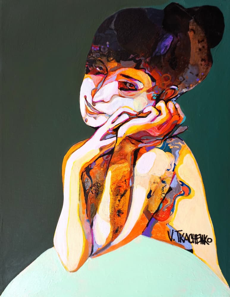 Vibrant Abstract Portrait by Victor Tkachenko — canvas wall art