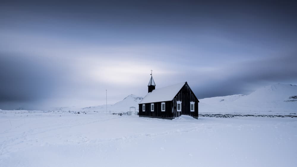 Remote Black Church Winter by James Zhen Yu — canvas wall art