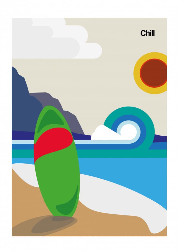 Chill Beach Surfboard by Frances Collett — canvas wall art