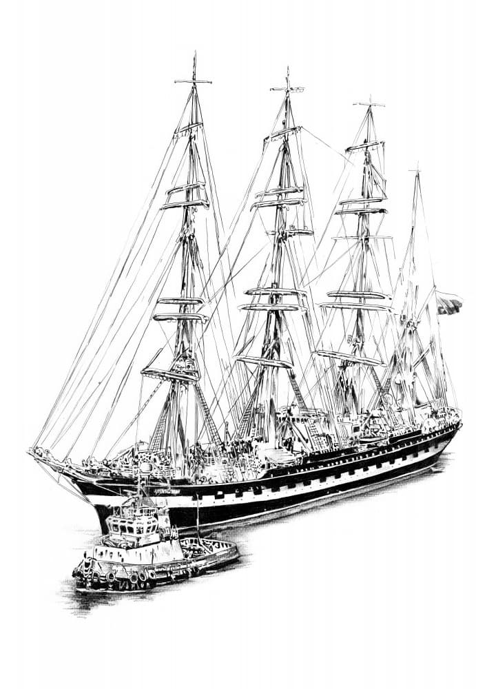 Tall Ship and Tugboat by Kulik — canvas wall art