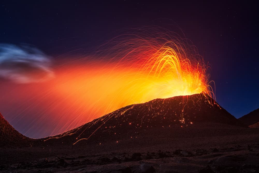 Fiery Night Eruption by Barathieu Gabriel — canvas wall art