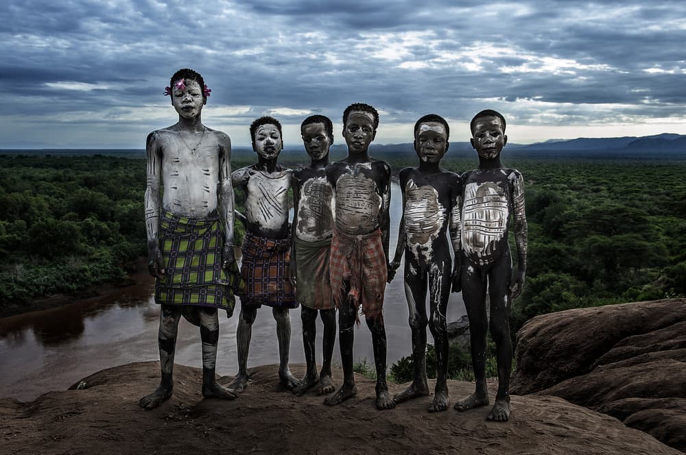 Painted Tribal Boys by Joxe Inazio Kuesta Garmendia — canvas wall art