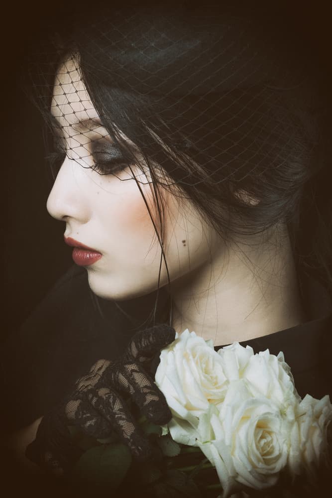 Veiled Beauty with Roses by Daisuke Kiyota — canvas wall art