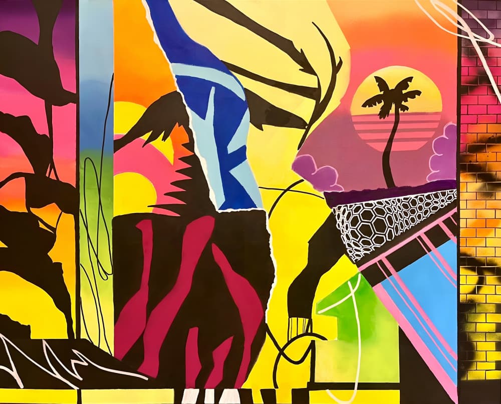 Tropical Neon Sunset by Kajsa Bergström — canvas wall art
