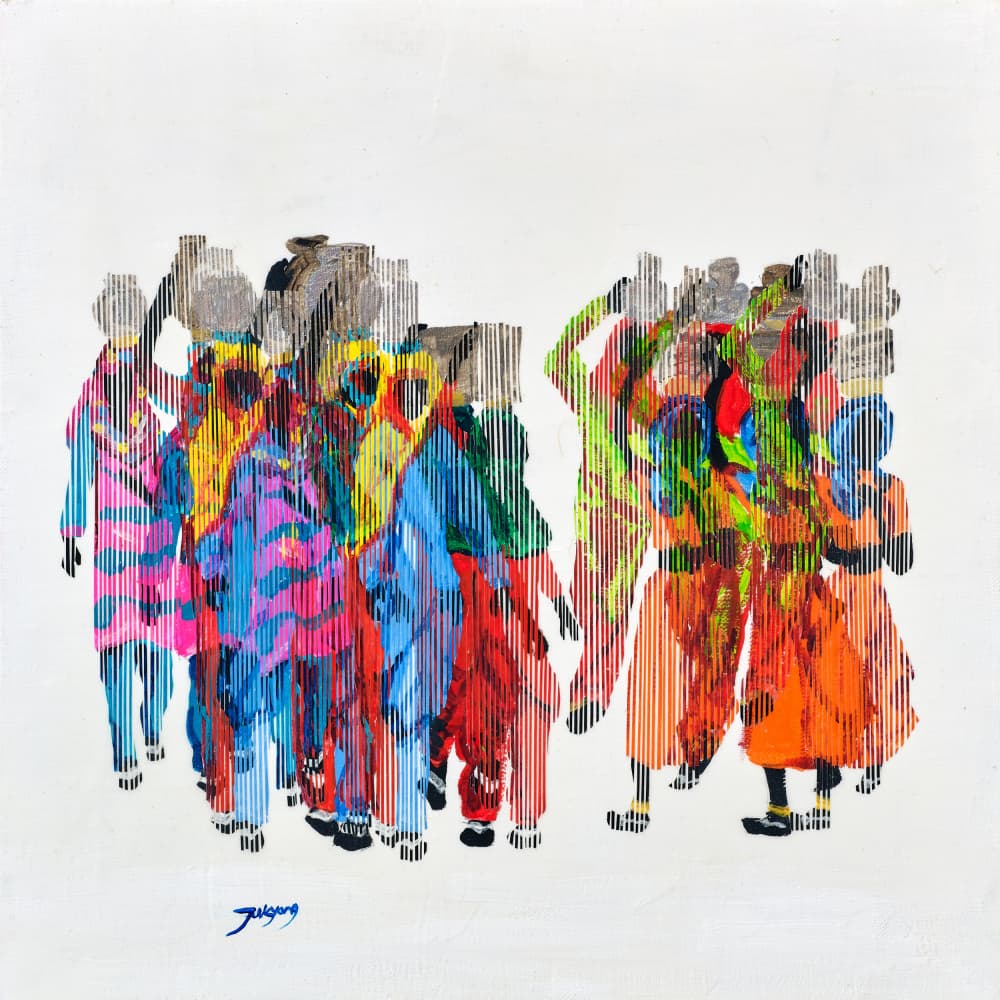 Vibrant Walking Women by Jukyong Park — canvas wall art