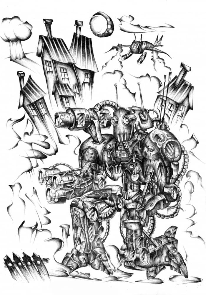 Giant Steampunk Mech by Kulik — canvas wall art