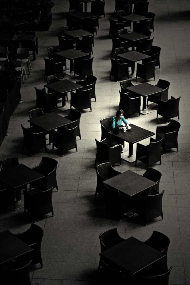 Solitary Cafe Moment by moucorn — canvas wall art